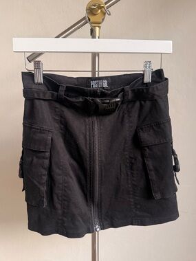 Poster Girl Black Cargo Mini Skirt with Front Zip